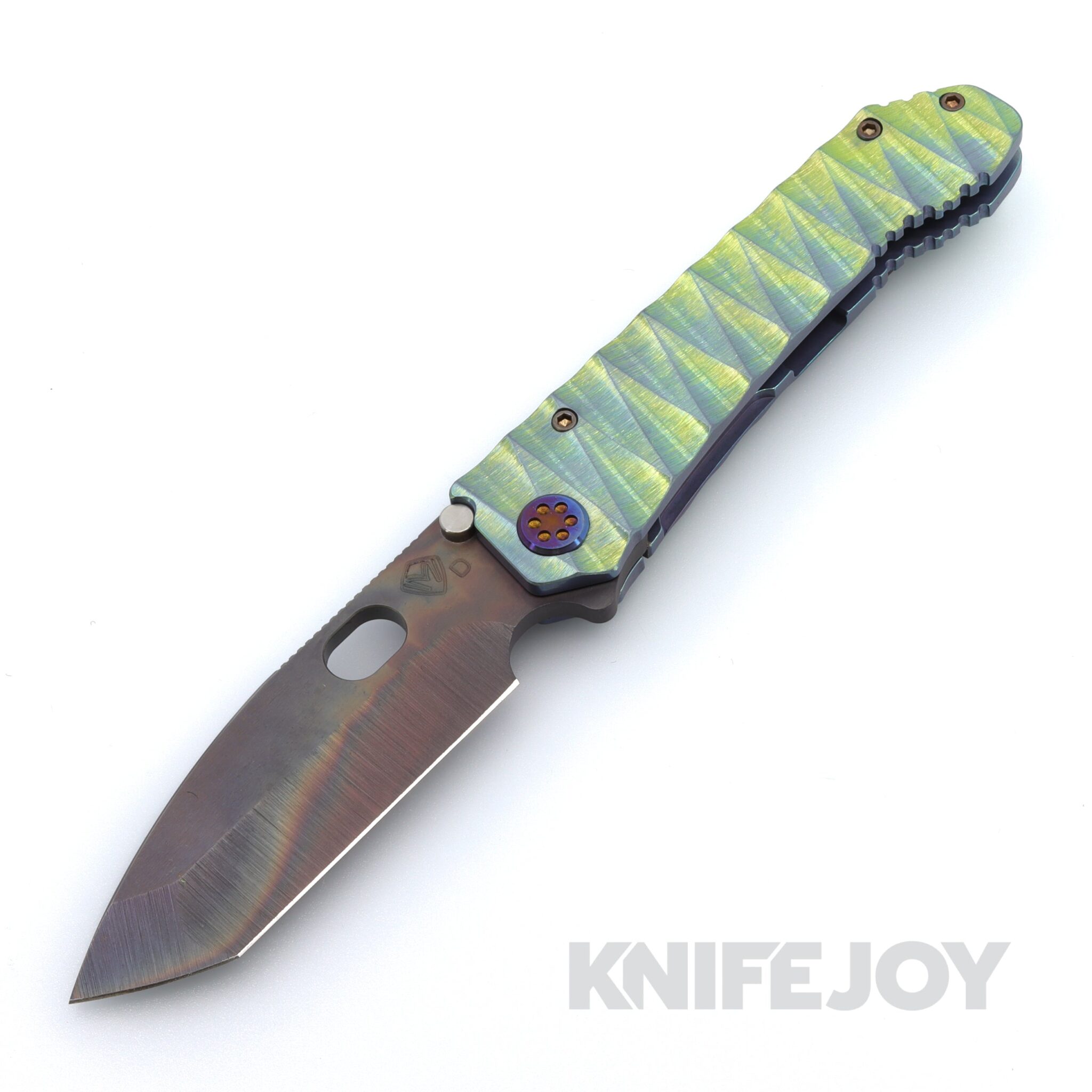 Medford Knives 187 DP D2 Vulcan Tanto Blade with Green Lightning Handles / Flamed Hardware and Clip
