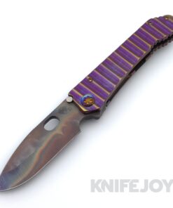 Medford Knives 187 DPT D2 Vulcan Drop Point Blade with Violet-Bronze Gator Belly Handles / Flamed Hardware / Bronze Clip
