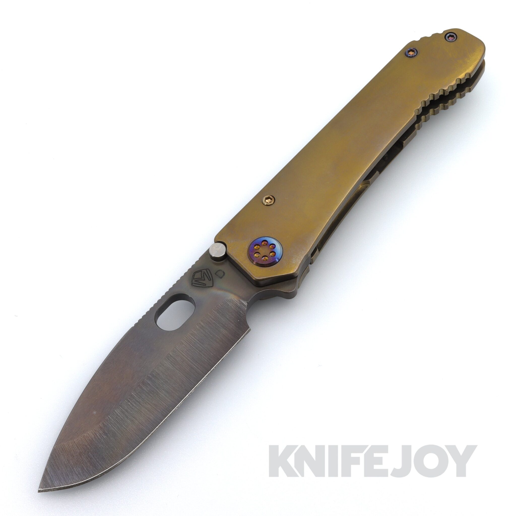 Medford Knives 187 DP D2 Vulcan Drop Point Blade with Bronze "Radius Contoured" Handles / Flamed Hardware / Bronze Clip