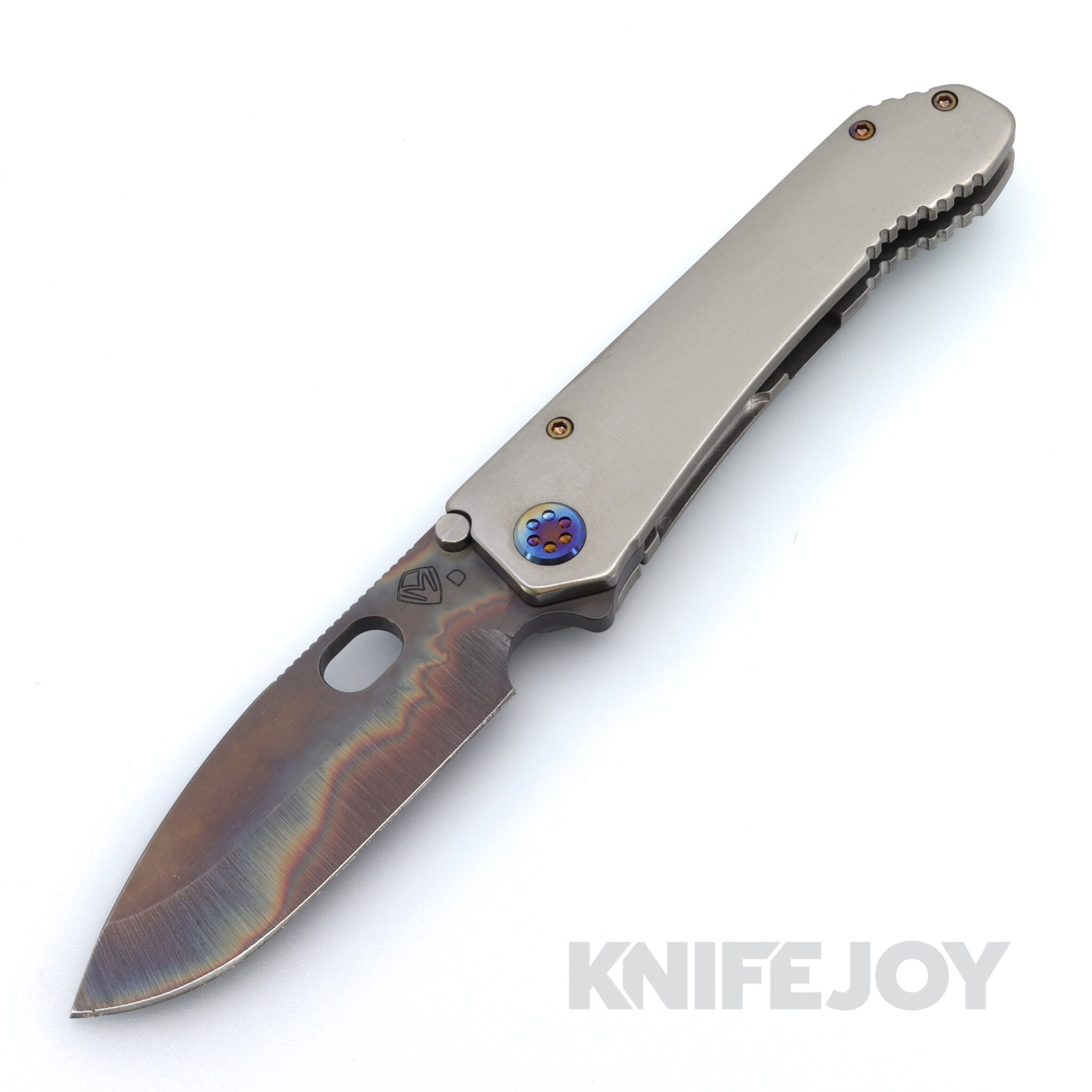 Medford Knives 187 DP D2 Vulcan Drop Point Blade with Tumbled "Radius Contoured" Handles / Flamed Hardware and Clip