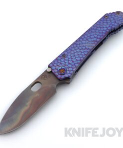 Medford Knives 187 DP D2 Vulcan Drop Point Blade with Blue-Violet Cobblestone Handles / Flamed Hardware / Blue-Violet Clip