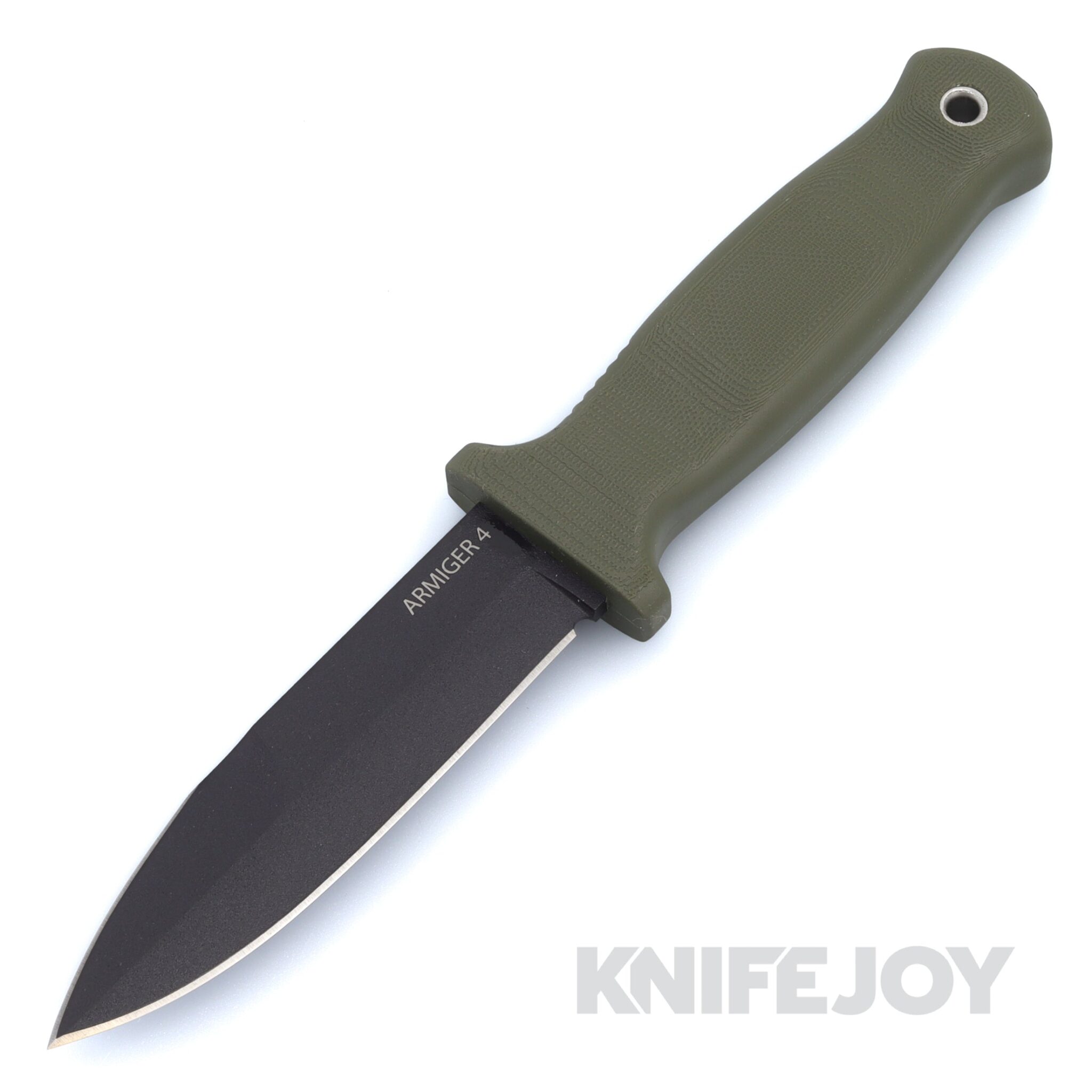Demko Knives Armiger 4 Fixed Blade Spear Point Powder Coated Blade with OD Green Rubberized Handles/ Kydex Sheath