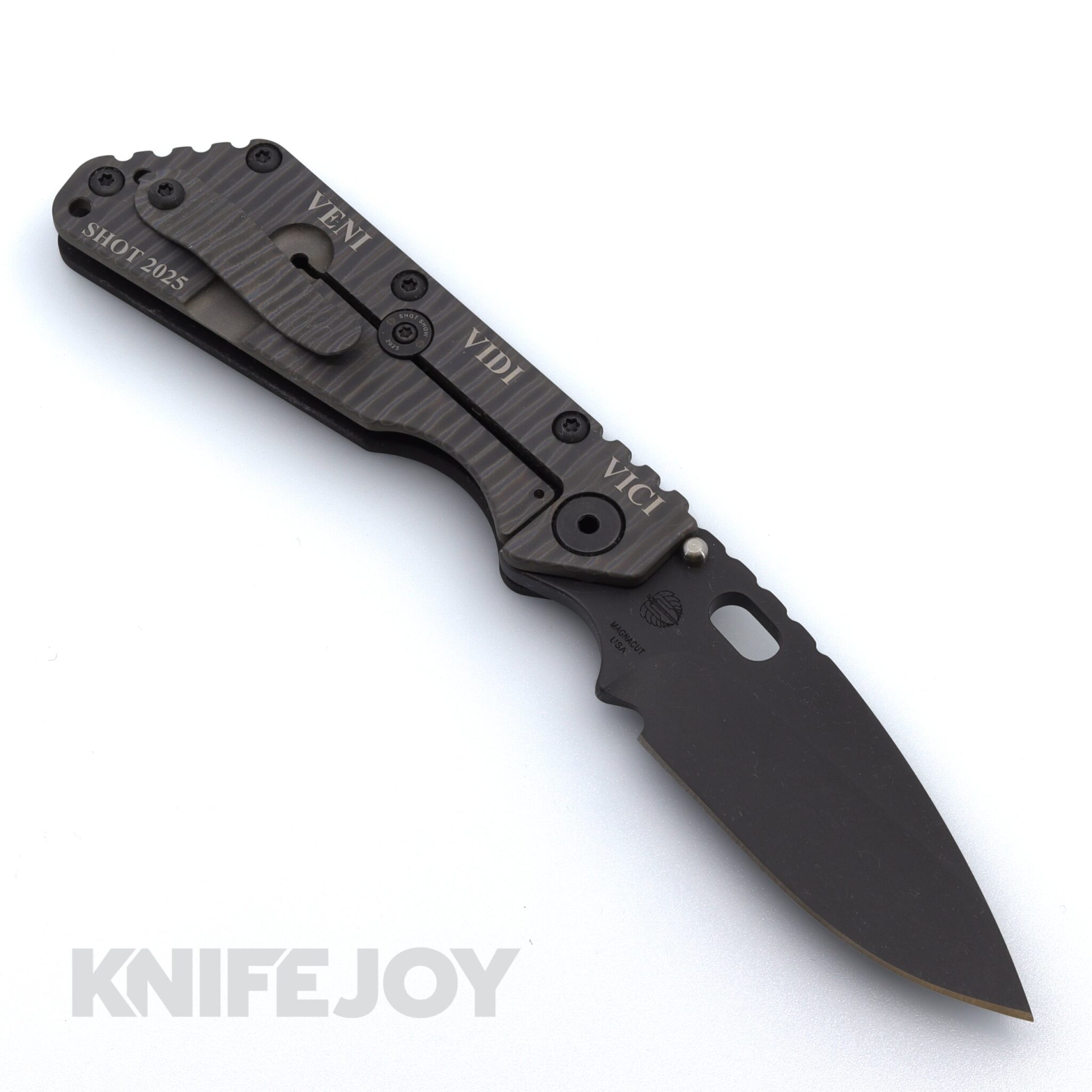 Mick Strider Knives SMF with Black Chromium Nitrate Magnacut Blade and SHOT Show Exclusive VVV Black Titanium Handle