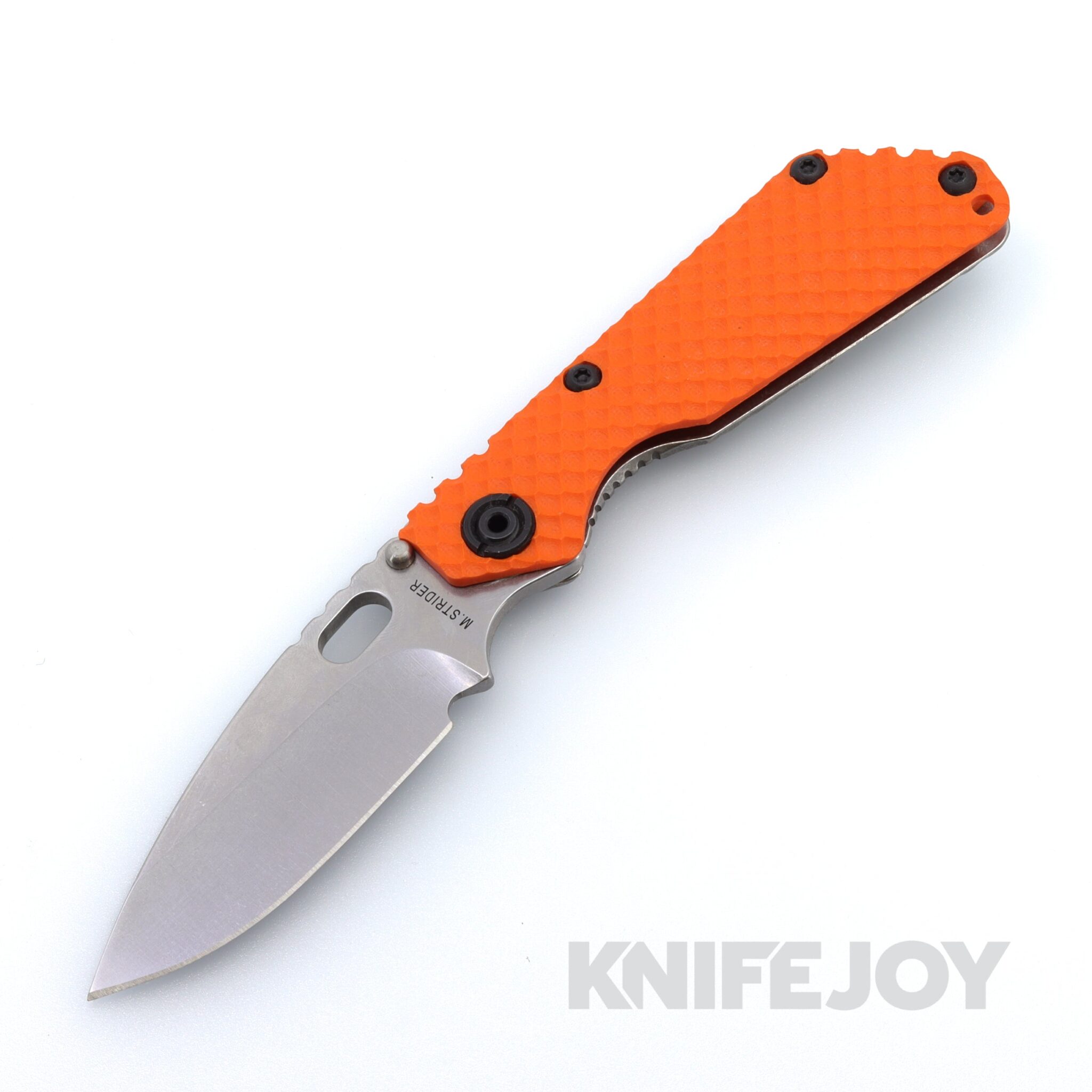 Mick Strider Knives SnG Handground Satin Blade with Orange Double Gunner Grip G10 Handle