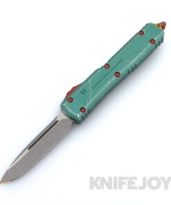 MICROTECH 121-10BH Ultratech OTF Auto Single Edge Stonewash Drop Point Standard Blade with Bounty Hunter Aluminum Handles