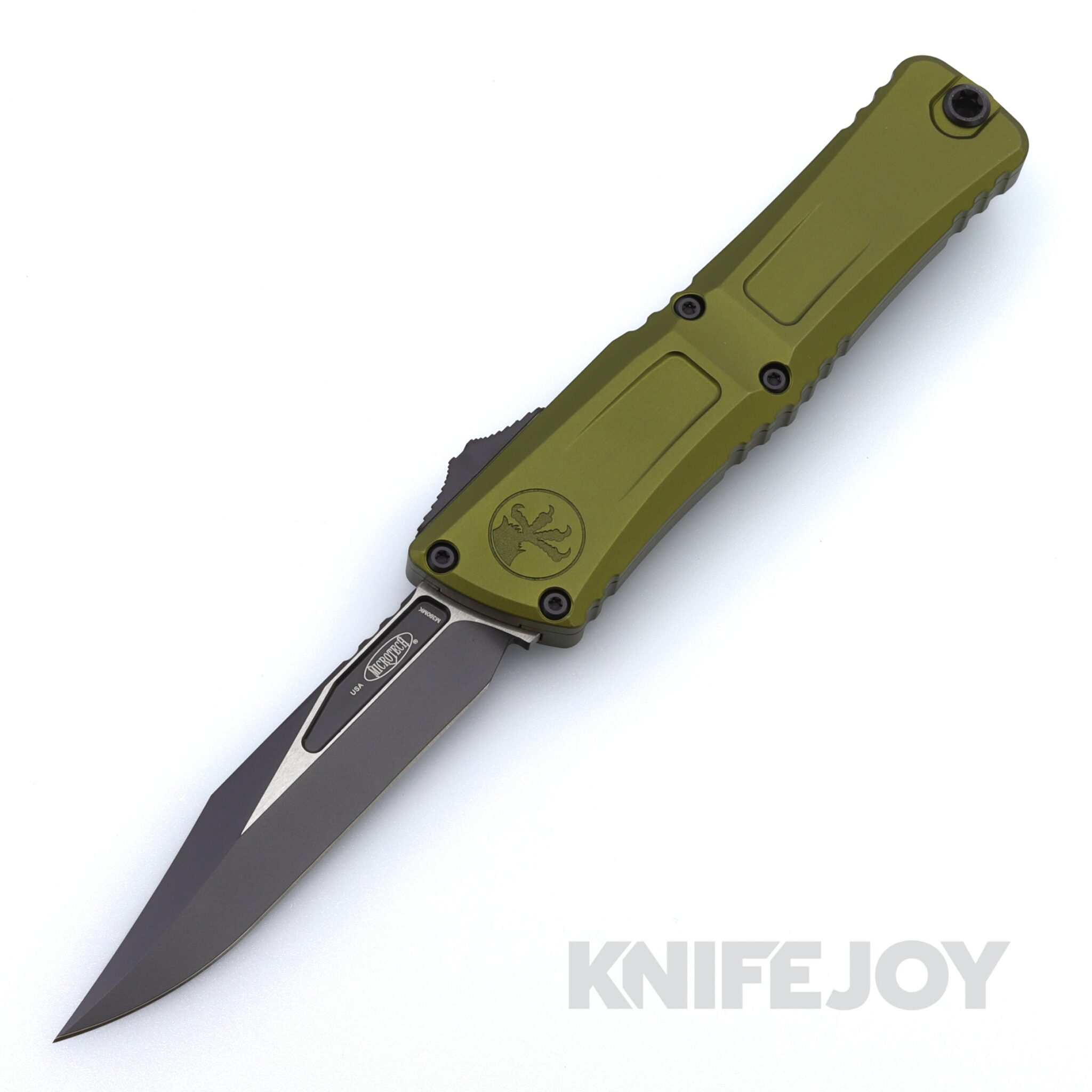 MICROTECH 1146-1 OD Combat Troodon III OTF Auto Single Edge Bowie Black Two-Tone Standard Blade with OD Aluminum Handles
