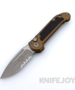 MICROTECH 1135-11APTA Auto L.U.D.T. GEN III Auto Tanto Edge Apocalyptic Partially Serrated Blade with Tan Aluminum Handles
