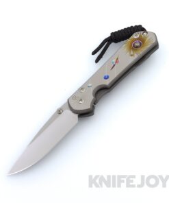 Chris Reeve Knives Large Sebenza 31 Drop Point Magnacut Blade with Solar System Unique Graphic Handles and Pyrite Accent