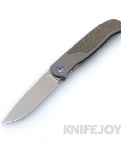 Trevor Burger Custom Knives TBC-ATLAS42 Atlas SFL Drop Point Satin Blade with Green Canvas Micarta Inlay Titanium Handles and Titanium Hardware