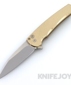 Pro-tech Knives PT5118 Malibu Flipper Limited Mike Irie Custom Hand Ground/Mirror Wharncliffe Blade with Textured Bronze Aluminum Handles/ Mosaic Button