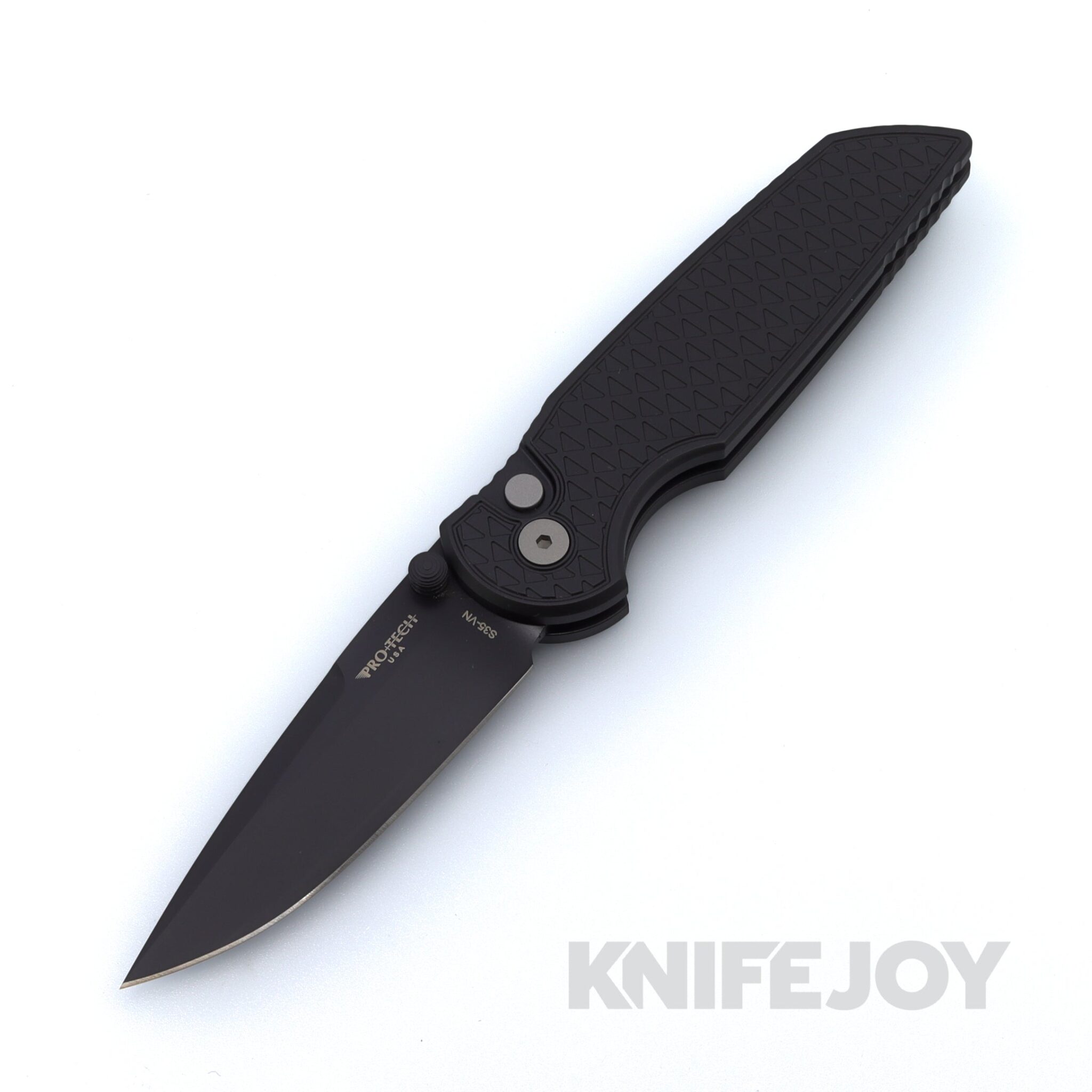 Pro-tech Knives PT-INT106 Tactical Response 3 Integrity Double Thumbstud Manual DLC S35VN Blade with Relic Textured Black Aluminum Handles / Hardware / Deep Carry Clip