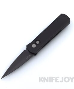 Pro-tech Knives 721-LH GODSON LEFT HAND Auto DLC Blade with Black Aluminum Handles