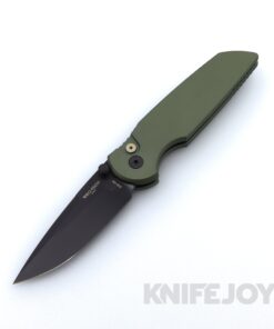 Pro-tech Knives BLADE TX INT.1 TR-3 Integrity Double Thumbstud DLC S35VN Blade with Solid Green Handles / Mosaic Pin Button / Black Hardware and Deep Carry Clip