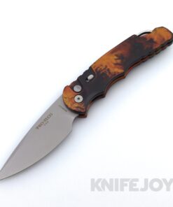 Pro-tech Knives T4101-DF Tactical Response 4 with Stonewash Magnacut Blade and Del Fuego Anodized Handle / Black Lip Pearl Button / Satin Hardware / Black Clip
