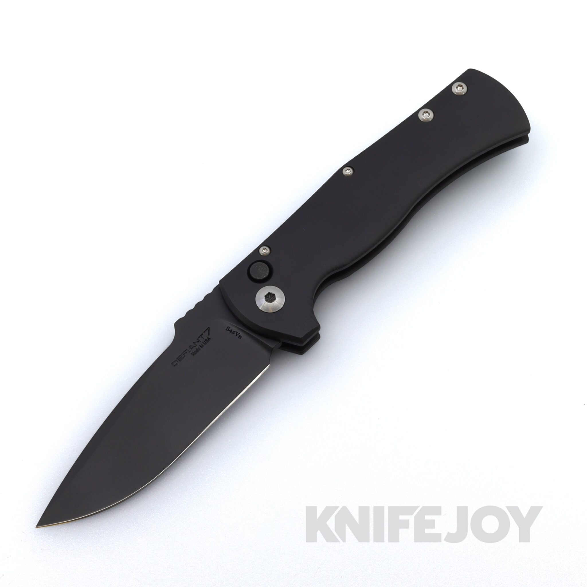 Les George Defiant 7 Eagle with DLC S45VN Blade and Black Aluminum Handle