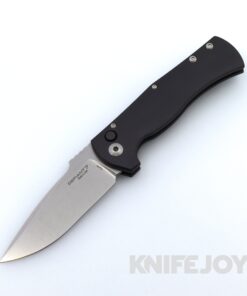 Les George Defiant 7 Eagle with Stonewash S45VN Blade and Black Aluminum Handle