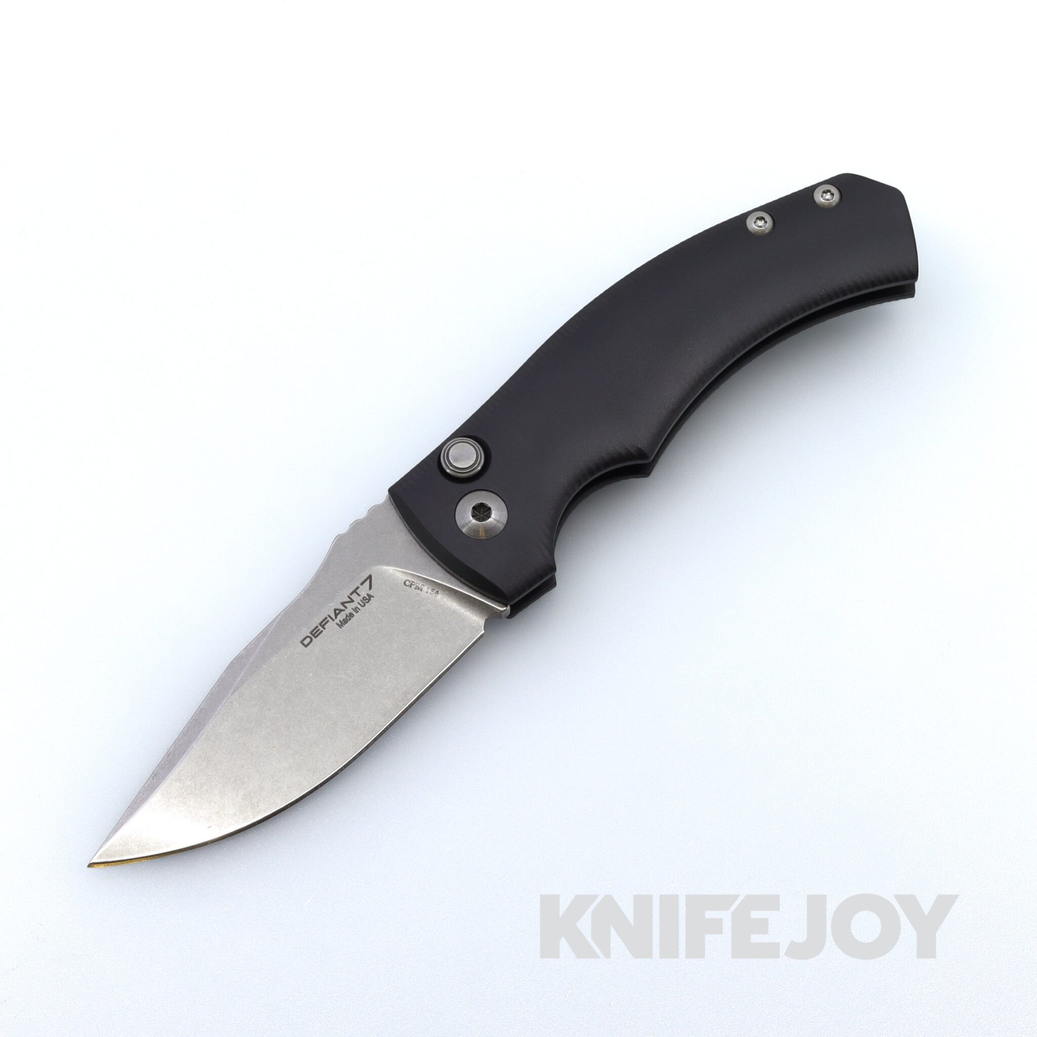 Les George Defiant 7 Valmara with Stonewash CPM 154 Blade and Black Aluminum Handle