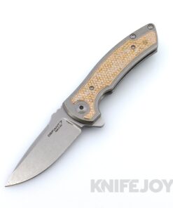 Les George Defiant 7 Hyrax with Stonewash Magnacut Blade and Titanium Handle with Mokume Inlay