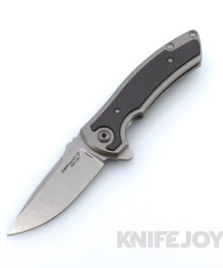 Les George Defiant 7 Hyrax with Stonewash Magnacut Blade and Titanium Handle with Carbon Fiber Inlay