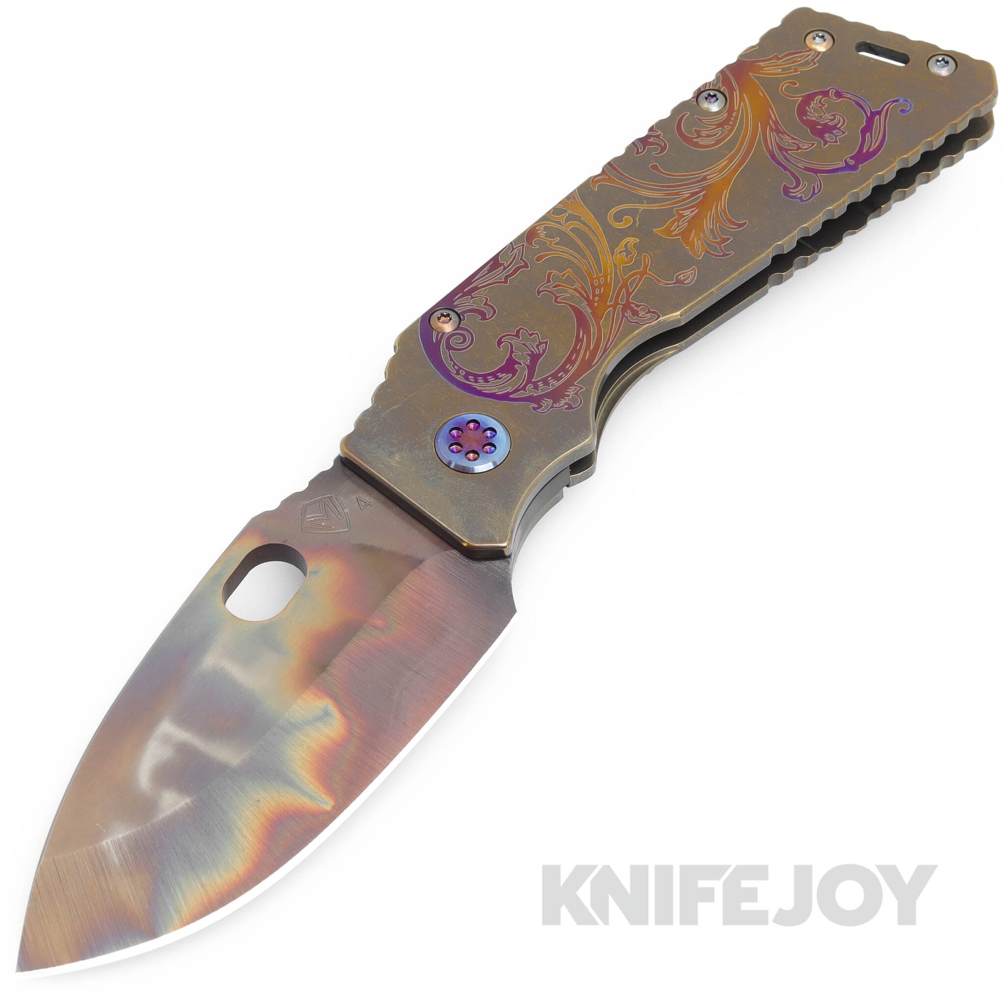 Medford Knives TFF-1 S45VN Vulcan Blade with Bronze Deep Cut "Laurel Leaf Filigree" Handles/ Flamed Hardware and Clip