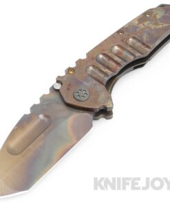 Medford Knives Praetorian Ti S45VN Vulcan Tanto Blade with Scorched Earth Handles/ Old School Bronze/ Acid Distressed PVD HW and Clip
