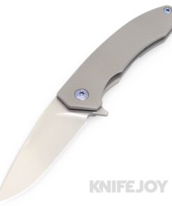Trevor Burger Custom Knives TBC-DAKAR01 DAKAR Flipper Folder Plain Satin Blade with Titanium Handles/ Blue Hardware and Clip