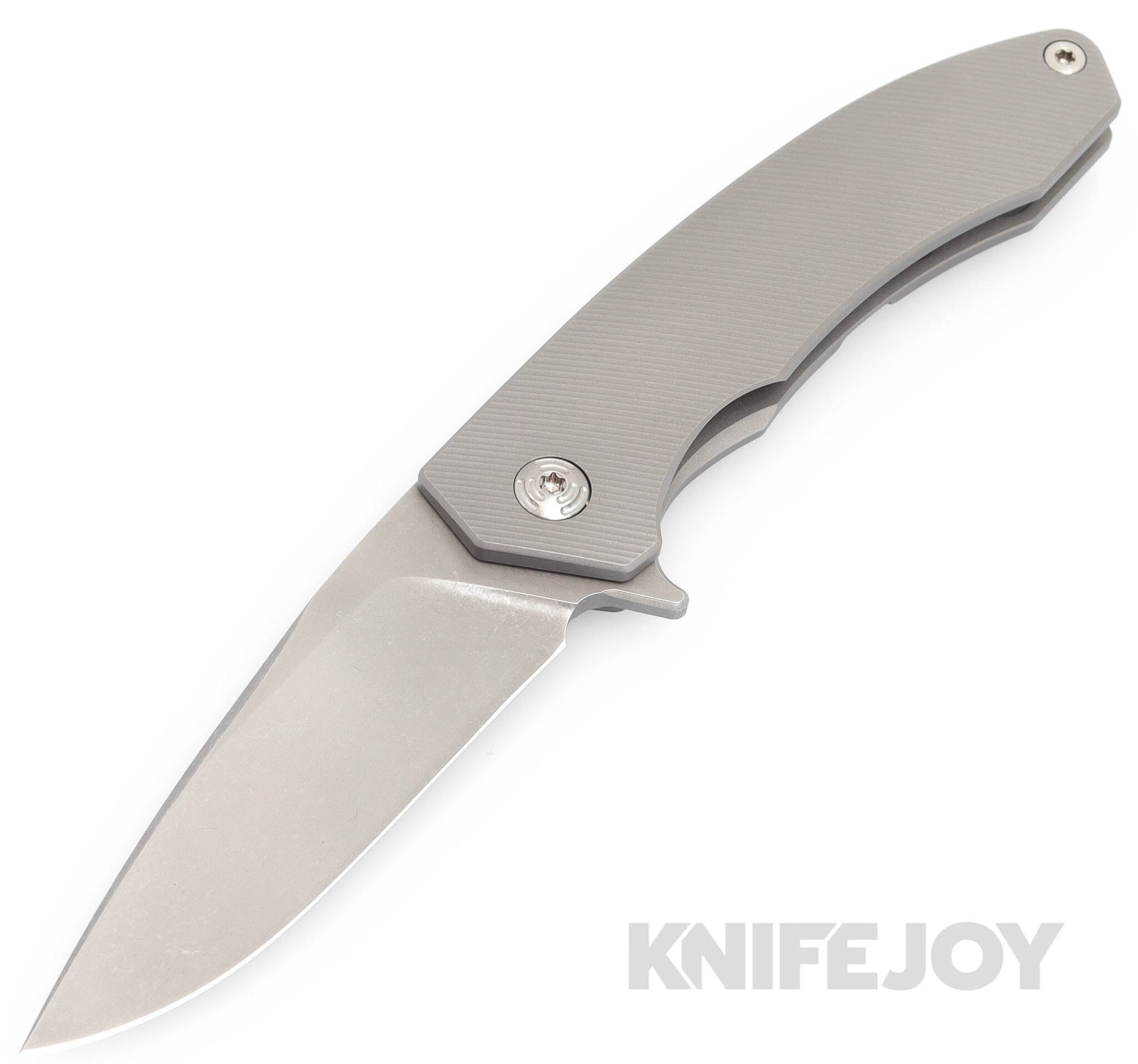 Trevor Burger Custom Knives TBC-DAKAR02 DAKAR Flipper Folder Plain Satin Blade with Titanium Handles/ Plain Hardware and Clip