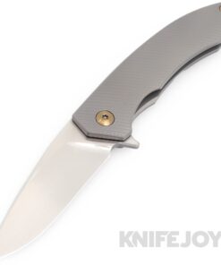 Trevor Burger Custom Knives TBC-DAKAR04 DAKAR Flipper Folder Plain Satin Blade with Titanium Handles/ Bronze Hardware and Clip