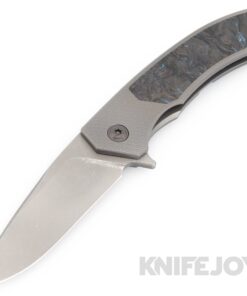 Trevor Burger Custom Knives TBC-DAKAR09 DAKAR Flipper Folder Plain Stonewash Blade with Fat Carbon Fiber Inlay/ Titanium Handles/ PVD Hardware and Clip