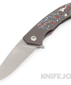 Trevor Burger Custom Knives TBC-DAKAR10 DAKAR Flipper Folder Plain Stonewash Blade with Fat Carbon Fiber Inlay/ Titanium Handles/ Plain Hardware and Clip