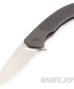 Trevor Burger Custom Knives TBC-DAKAR11 DAKAR Flipper Folder Plain Satin Blade with Fat Carbon Fiber Inlay/ Titanium Handles/ PVD Hardware and Clip