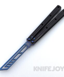 Squid Industries Krake Raken Trainer V3 Balisong Butterfly with Black Handles and Sapphire Trainer Blade