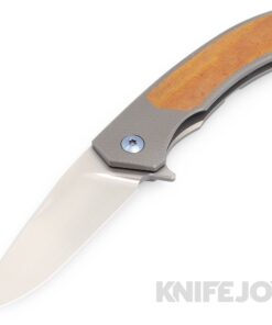Trevor Burger Custom Knives TBC-DAKAR17 DAKAR Flipper Folder Plain Satin Blade with Micarta Inlay/ Titanium Handles/ Blue Hardware and Clip