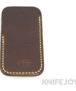 Robertson Leather Works Leather Slip Size Medium Brown Leather with Lime Green Stitching