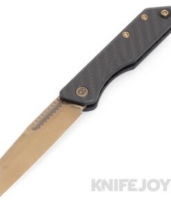 Heretic Knives H013-7A Jinn Slip Joint Knife Standard Edge Stonewash Bronze Blade with Carbon Fiber Chassis Handles and Bronze Hardware