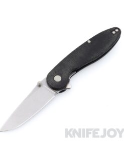 American Blade Works Model 1 V7 Flipper Stonewash Drop Point Magnacut Blade with Black Micarta Handles