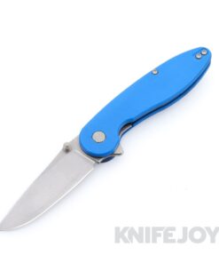 American Blade Works Model 1 V7 Flipper Stonewash Drop Point Magnacut Blade with Blue G10 Handles