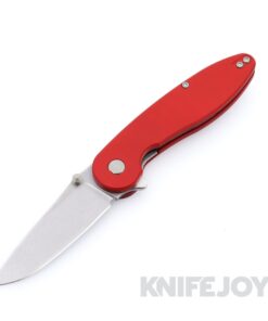 American Blade Works Model 1 V7 Flipper Stonewash Drop Point Magnacut Blade with Red G10 Handles