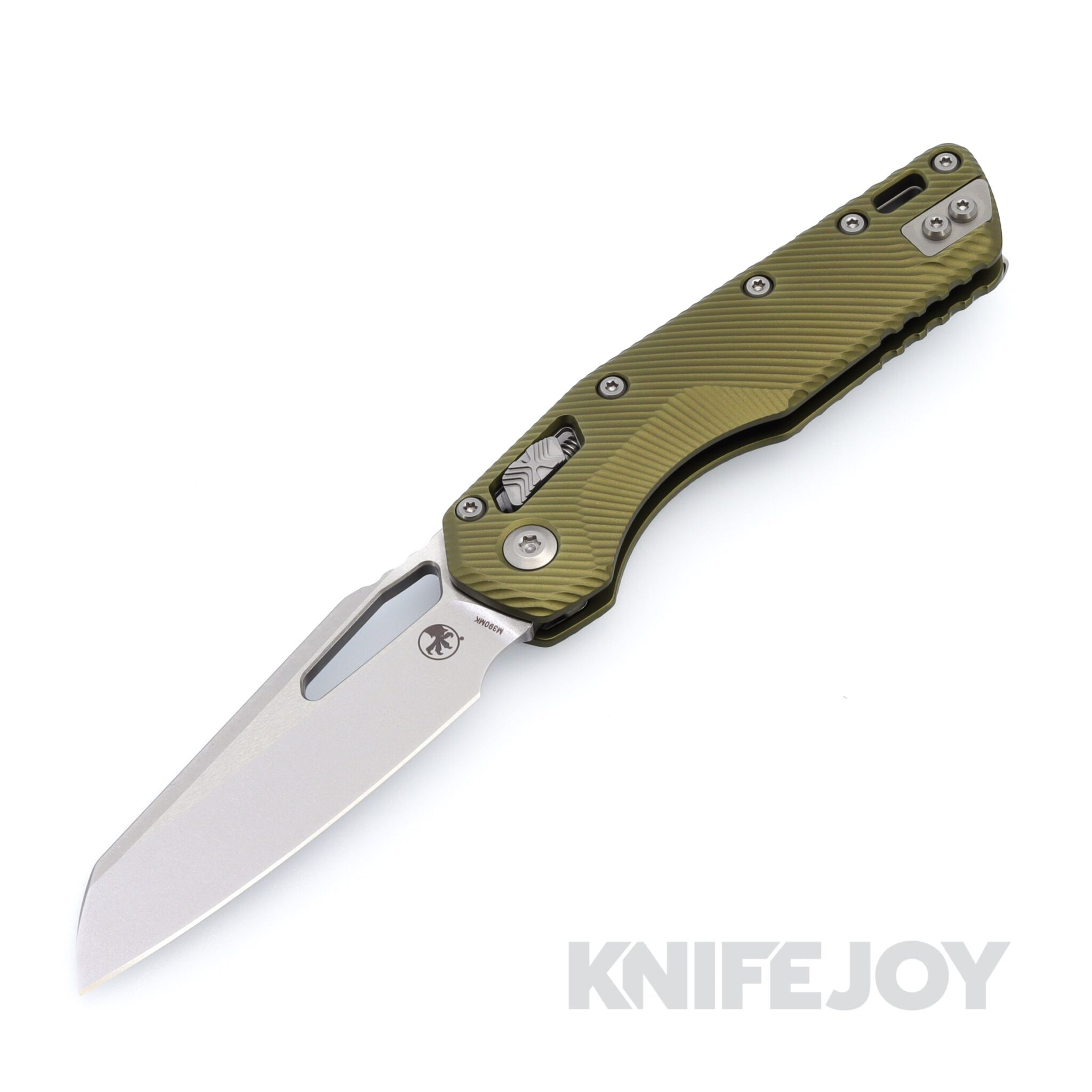 MICROTECH Standard Issue 210-10FLOD MSI RAM-LOK Folder Single Edge Stonewash Standard Blade with Fluted OD Green G10 Handles