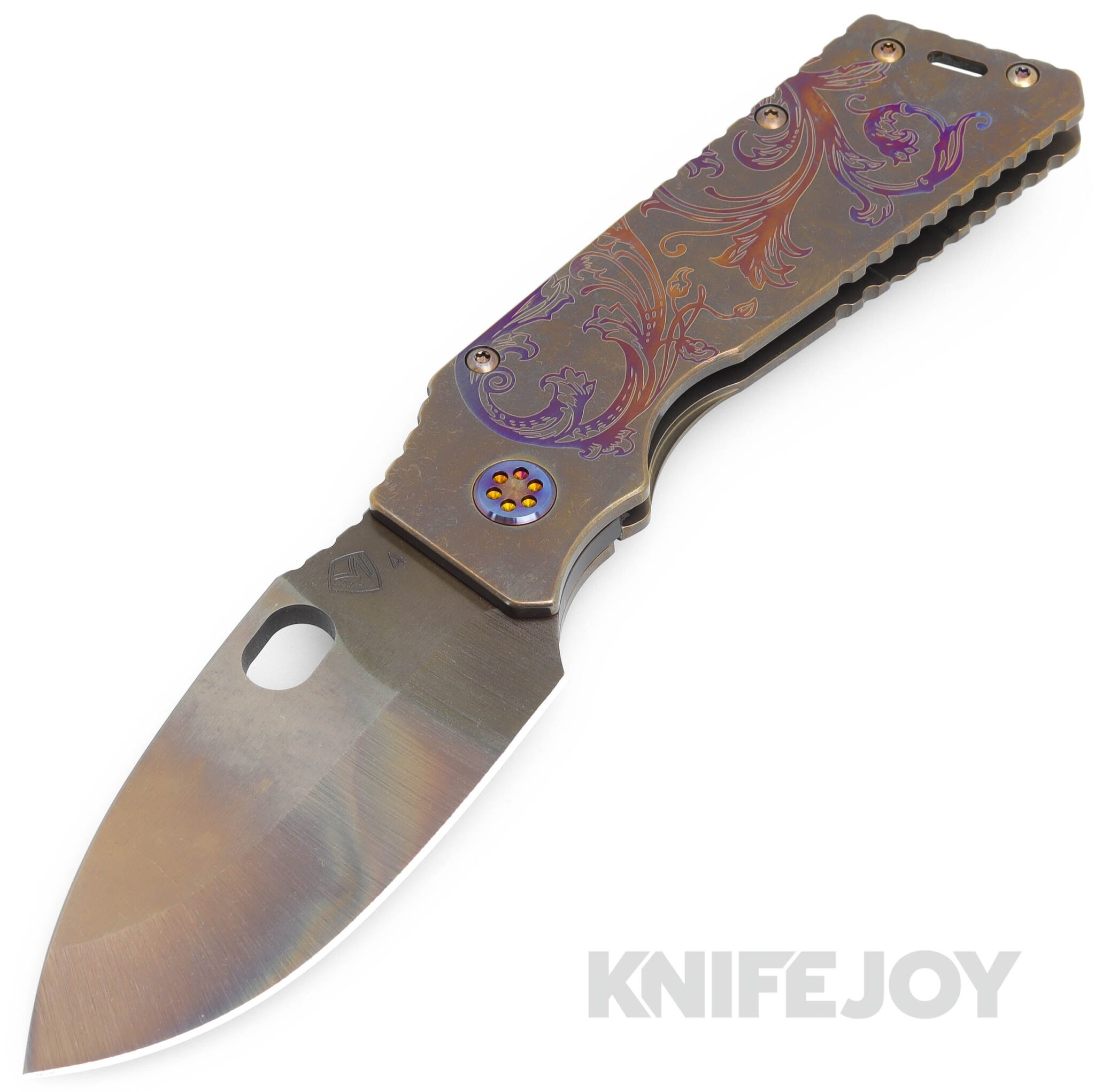 Medford Knives TFF-1 S45VN Vulcan Blade with Bronze "Deep Cut Laurel Leaf Filigree" Handles/ Flamed Hardware and Clip