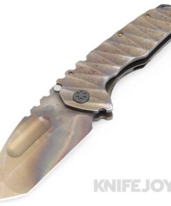 Medford Knives Praetorian Ti S45VN Vulcan Tanto Blade with Scorched Earth "Lightning" Handles/ Old School "Lightning" Bronze/ Maker's Ano HW and Clip