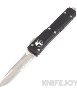 MICROTECH 121-11AP Ultratech OTF Auto Single Edge Partially Serrated Apocolyptic Blade with Black Aluminum Handles