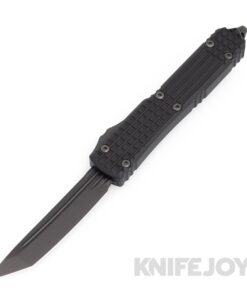 MICROTECH 123-1UT-DSH Ultratech OTF Auto Delta Frag Shadow Series Tanto Edge Blade with Fluted DLC Standard Black Aluminum Handles/ Nickel Boron Internals/ DLC Hardware