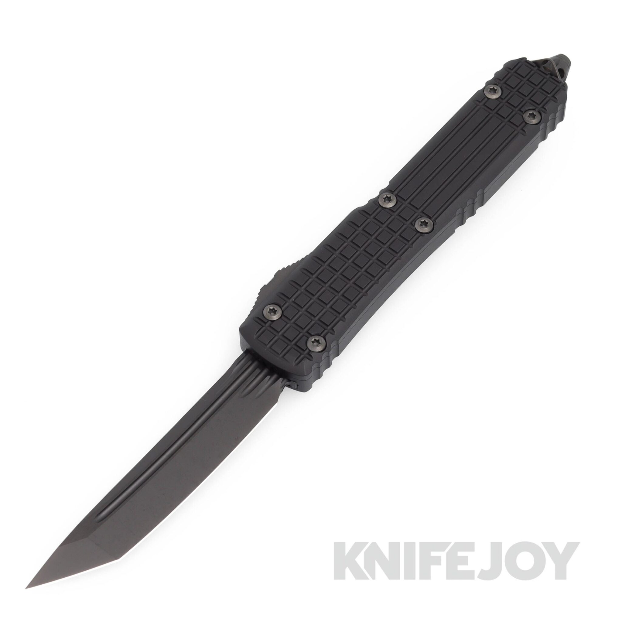 MICROTECH 123-1UT-DSH Ultratech OTF Auto Delta Frag Shadow Series Tanto Edge Blade with Fluted DLC Standard Black Aluminum Handles/ Nickel Boron Internals/ DLC Hardware