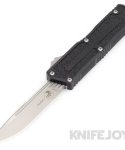 MICROTECH 1278-10AP PR Scarab II 2023 Auto OTF Single Edge Apocalyptic Standard Blade with Black Aluminum Handles/ Traction Inlays