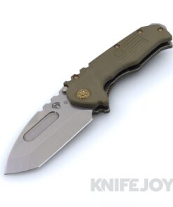 Medford Knives Praetorian Scout M/P D2 Tumbled Tanto Blade with OD Green G10 Handles / Bronze Hardware and Clip / Standard Breaker