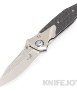 MICROTECH 260M-7CFTI Signature Series Socom Bravo Mini Folder Standard Edge Bead Blast Blade with Blue Pivot Collar/ Carbon Fiber Scales