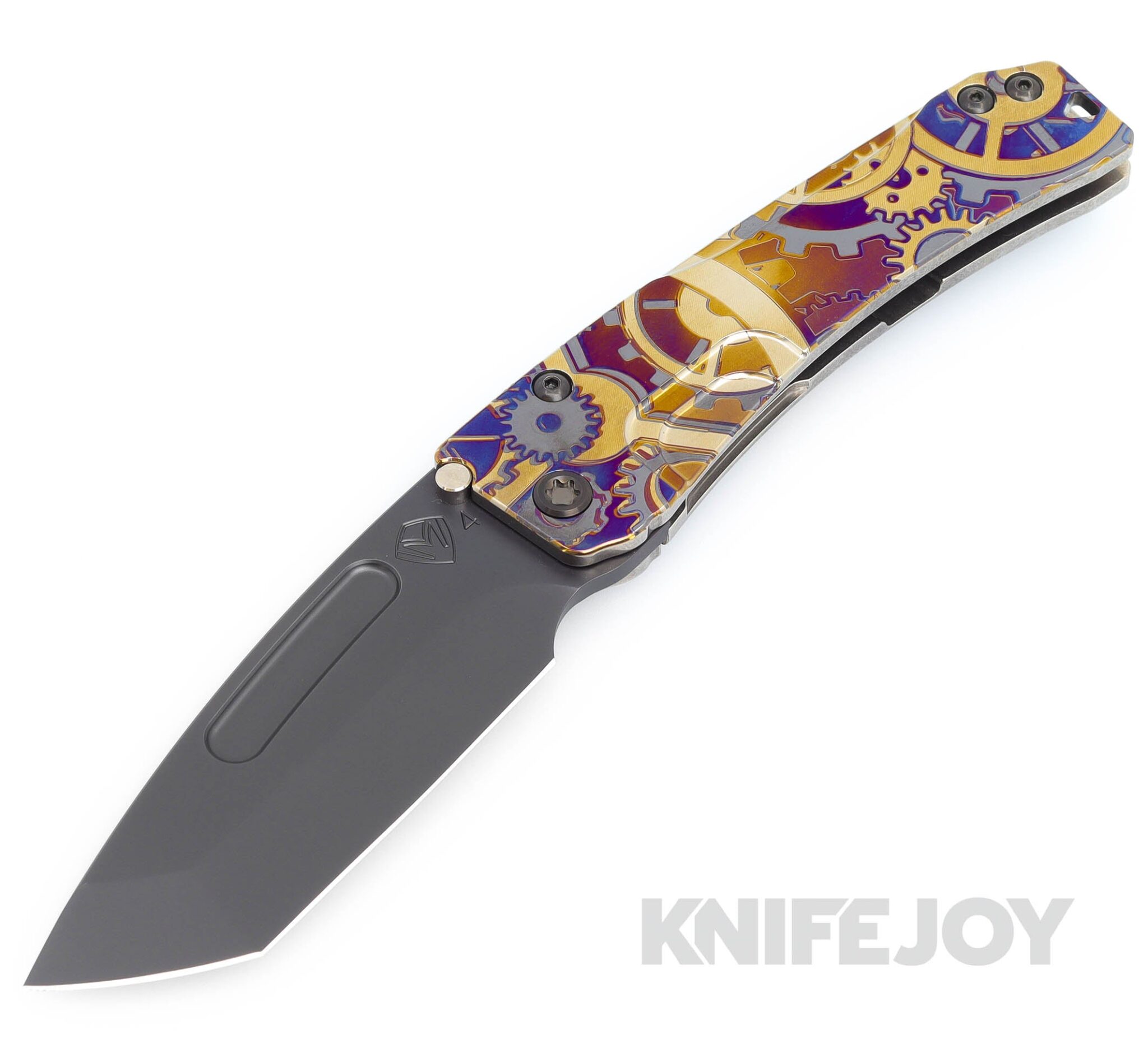 Medford Knives Slim Midi Marauder S45VN DLC Tanto Blade with Tumbled "Deep-Cut SteamPunk" Handles/ PVD Hardware and Clip