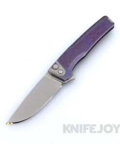 MachineWise Sonora Button Lock Folder 20CV with Plum Diamond Textured Grade 5 Integral Titanium Handles and Titanium Bolster