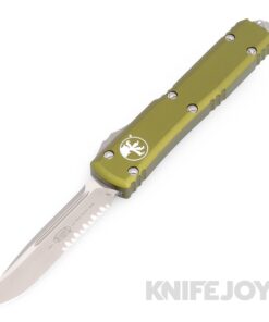 MICROTECH 121-11APOD Ultratech OTF Auto Single Edge Partially Serrated Apocolyptic Blade with OD Green Aluminum Handles